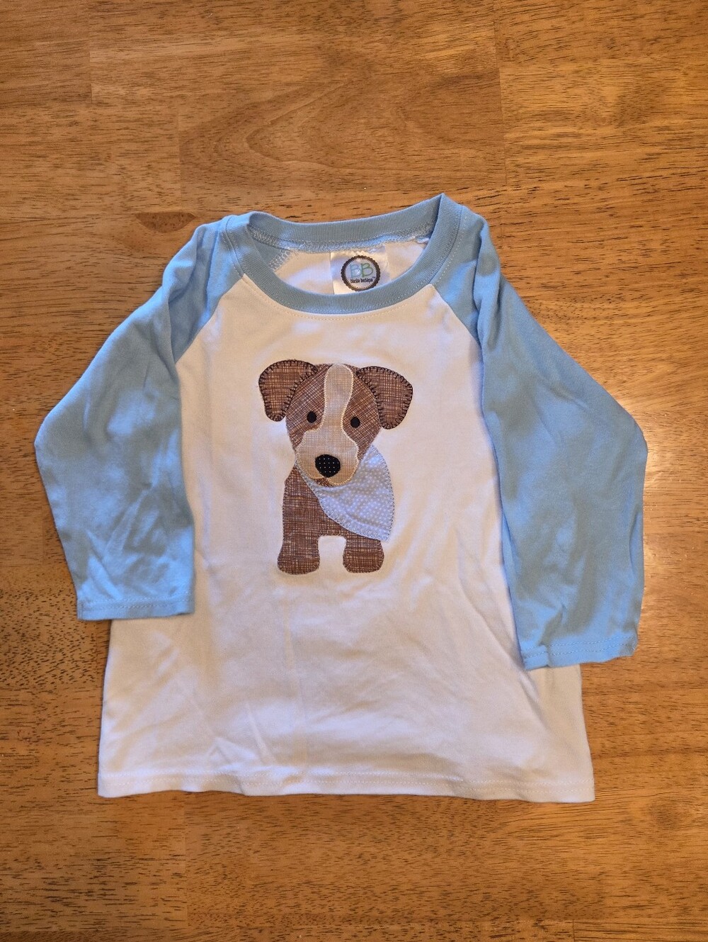 Puppy Embroidered Baseball Tee